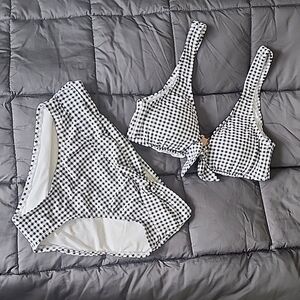 NWT Tommy Bahama Gingham OTS Tie Front bikini set
